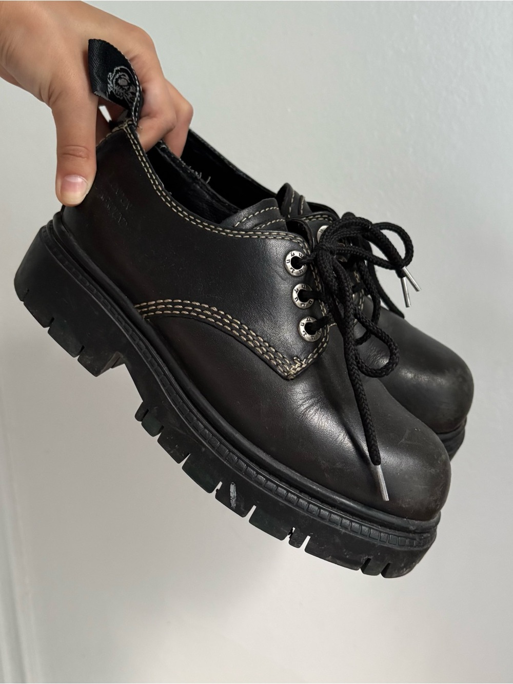 Vintage London Underground Black Leather Oxfords